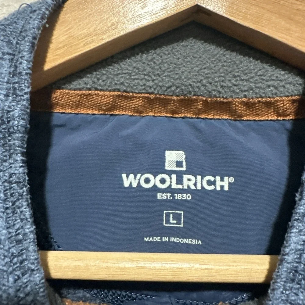 Woolrich Drifter Fleece Sweater Men's‎ L Blue 1/4 Snap Pullover Long Sleeve